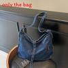 Simple Solid Color Large Capacity Women Casual Single Shoulder Denim Bag For Women