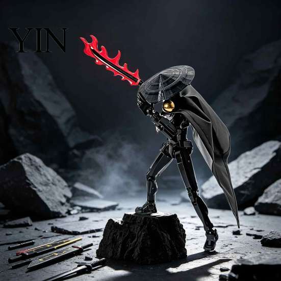 Chinese Swordsman Model Action Figure, Multi-Joints Movable Cloak Man with Accessories, Figure Accessories 3D Printed Articulated Bamboo Hat Figurine