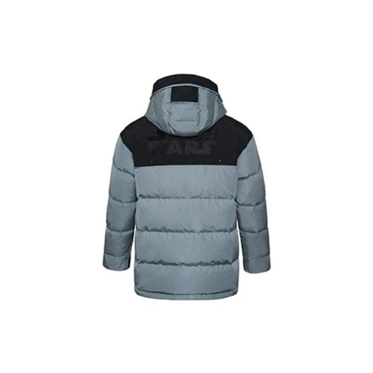 Li-Ning Down Jackets Men's Blue Hooded Thickened Quilted Down Jacket AYMR209-2