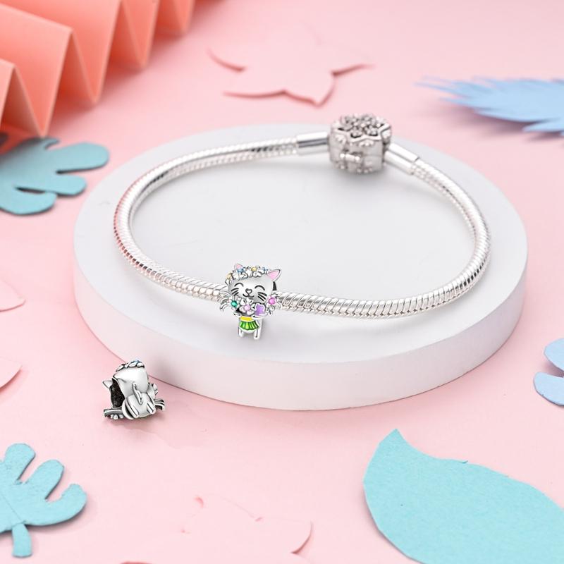 Новые медно-розовые подвески-животные Кролик Медведь Кошка Собака Бусины Подходят для оригинальных браслетов 3 мм Тонкие Поделки Кольца День Рождения
