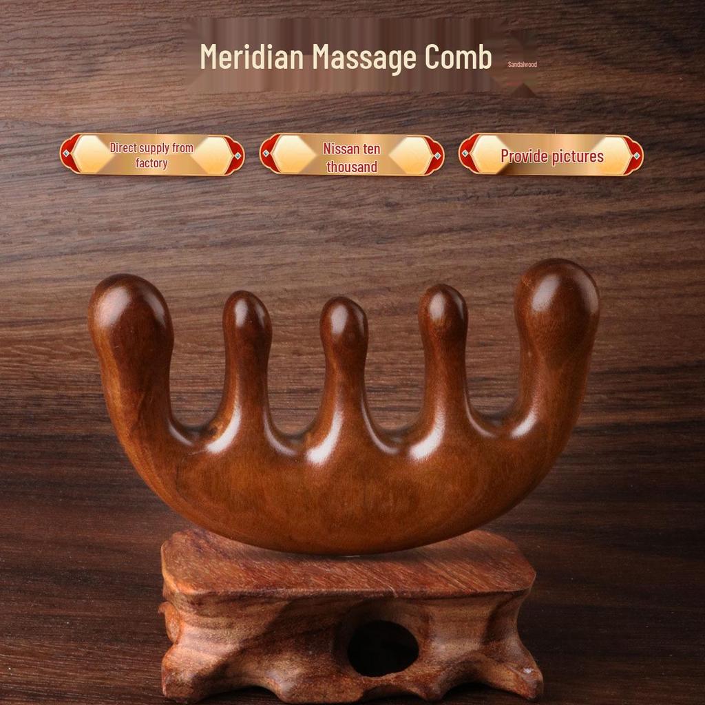 Массажная расческа из сандалового дерева: Портативный деревянный гребень для головы и меридианов сувенир