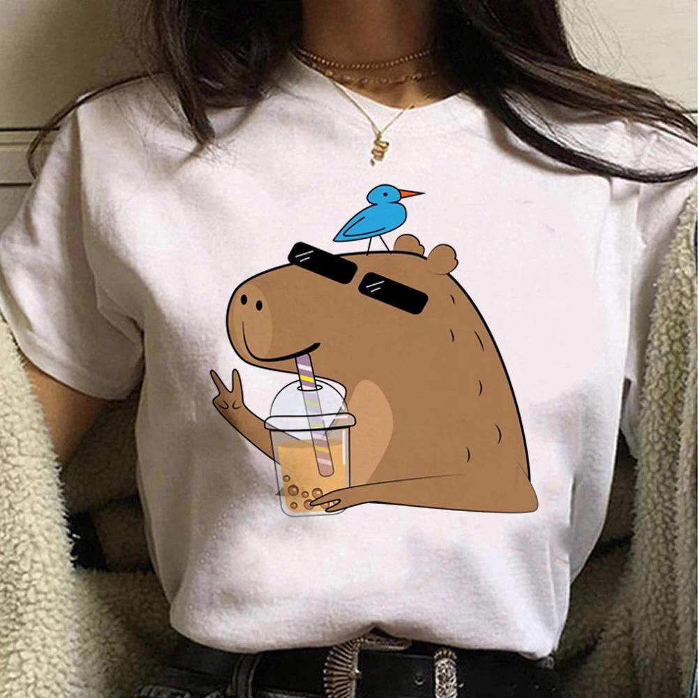 Cute Capybara Clothing T-Shirt Unisex Vintage Cartoon T Shirt FeUnisex Casual Anime Top Tees T Shirt Unisexga Unisex Graphic Tee Tops