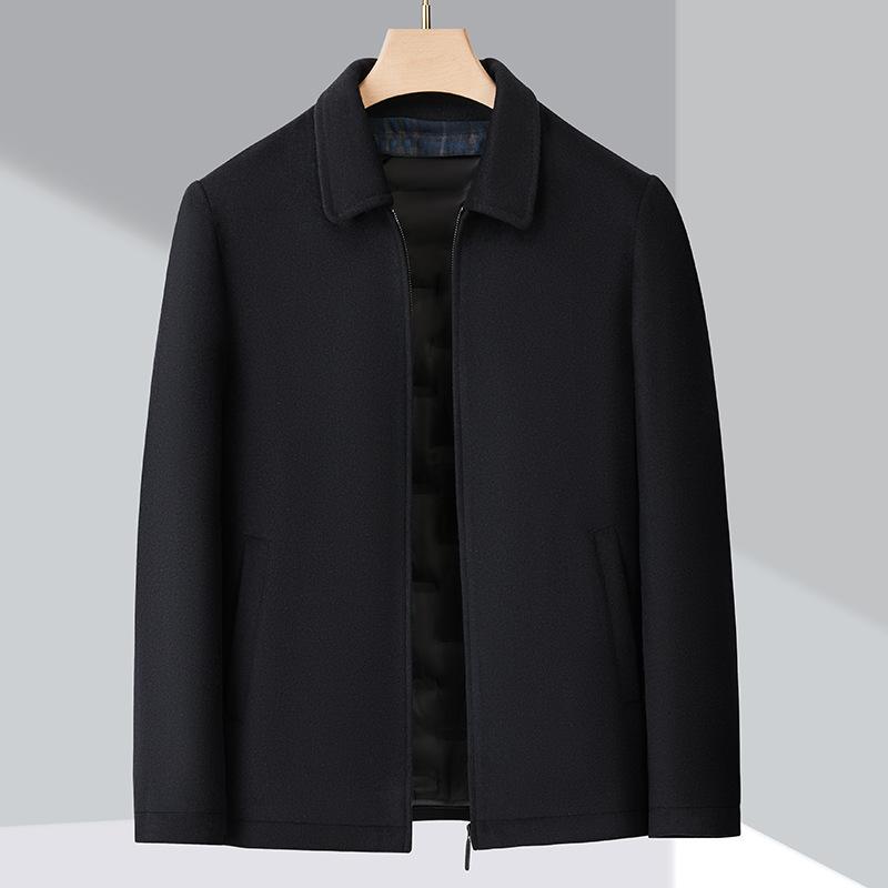 Autumn and Winter Men's Winter Thick Wool Jacket Lapel Liner Removable Down Liner Thickened Cashmere Jacket