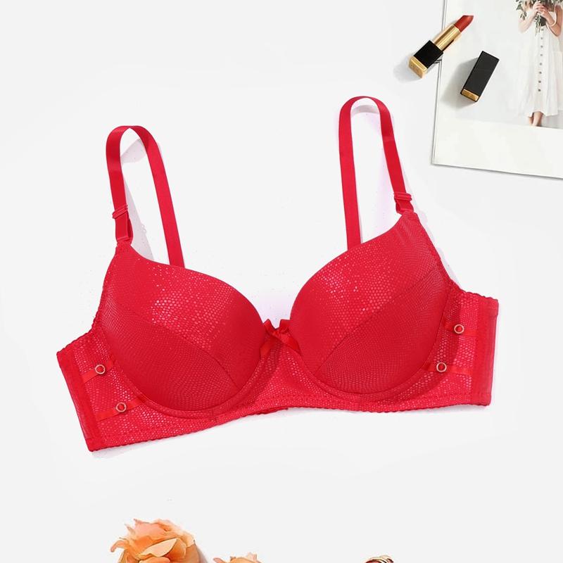 Women Sexy Soft Pu Leather Splice Sponge Padded B Cup Underwire Push Up Bra