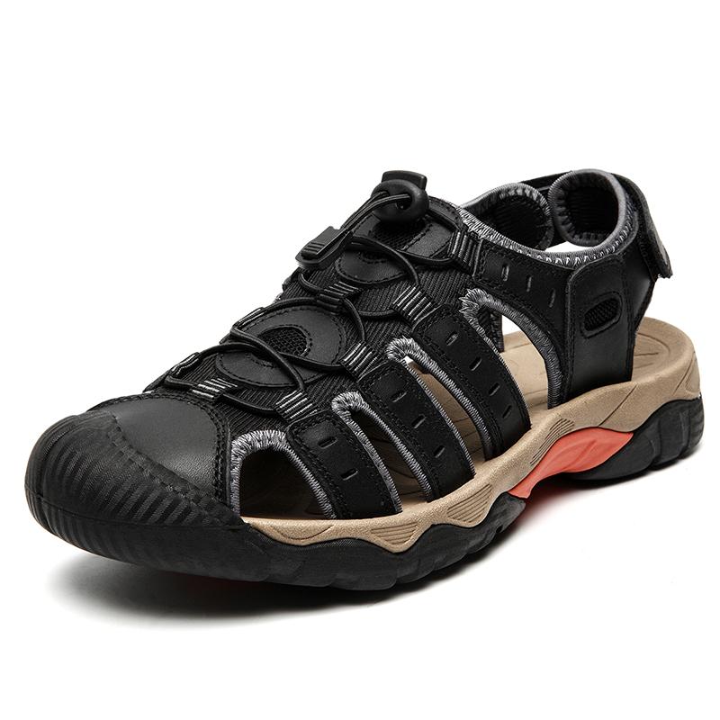 Мужские сандалии из натуральной кожи большого размера, летние мужские пляжные сандалии, уличные сандалии для мужчин