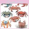 Коллекция реалистичных пластиковых моделей крабов Яркие цвета для домашнего декора Образовательная экспозиция