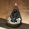 Halloween Skull Mountain Backflow Incense Burner Waterfall Incense Holder with 12 Incense Cones And Stick Resin Aromatherapy Holder for Gothic Home