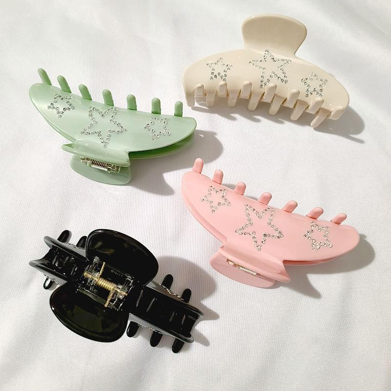 YHJ 2023 Ацетатная заколка для волос со стразами в виде звезды - Большая заколка-акула для прически пучок