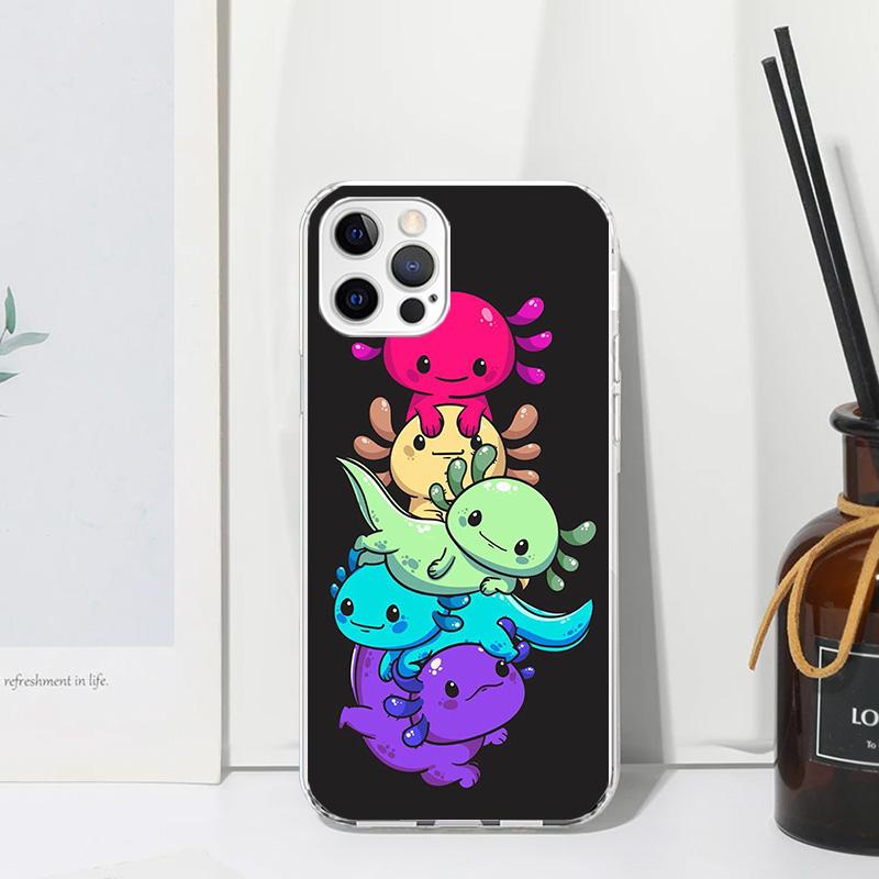 Милый Аксолотль Кавайный Чехол для Телефона Для Iphone 17 Air 16 15 Plus 16E 14 Pro Max 13 Mini 12 11 7 8 SE Fundas Мягкая Задняя Крышка 17 Air 16