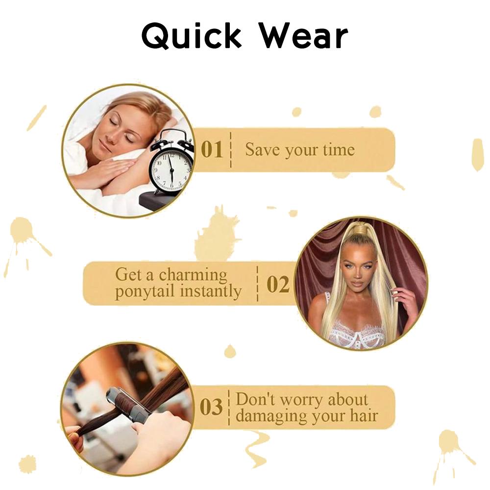 MERISIHAIR Synthetic 22 Inch Long Straight Claw Clip In Ponytail Extension Black Golden Brown Ponytail For Women