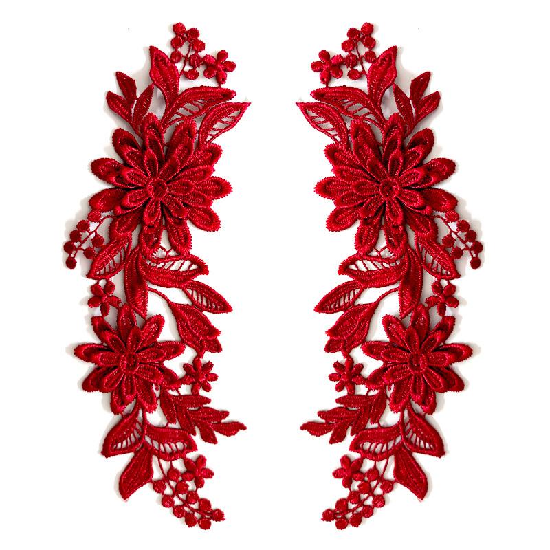 1 пара вышитых нашивок с отделкой 3D цветочная аппликация для одежды сумки кружево цветок DIY полые изысканные значки аксессуары 23X8 см