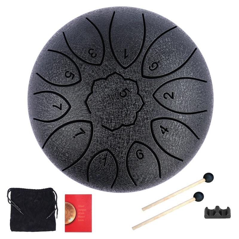 6" Steel Tongue Drum Gift Set 11-Note Rain Drum Sound Healing Instrument Yoga/Meditation/Anxiety Relief Tool