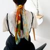 Spring And Summer Satin Long Scarf For Women Sunscreen Shawl Fashionable Beauty Scene Satin Long Scarf Versatile Travel Scarf
