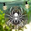 Vintage 3D Metal Spider Wind Spinner for Outdoor Garden Decor Kinetic Hanging Art with Intricate Web Design Thanksgiving Halloween