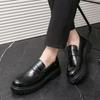 Fashion Thick-soled Men Business Loafers Black Pink Men One-legged Casual Comfortable Fashionable Leather Shoes and Social Shoes Men
