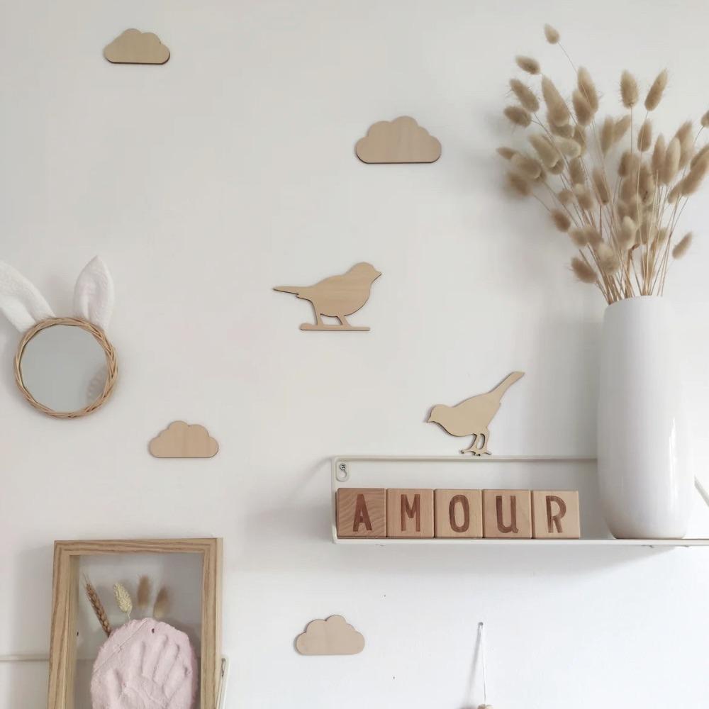 Облака Наклейки на стену Сделай сам 3D Наклейки на стену Деревянные наклейки Настенные украшения Украшение детской комнаты
