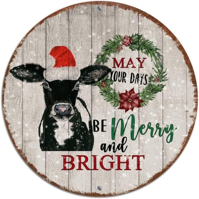 Witch Broom Halloween Sign, Round Aluminum Wall Plaque 20x20cm