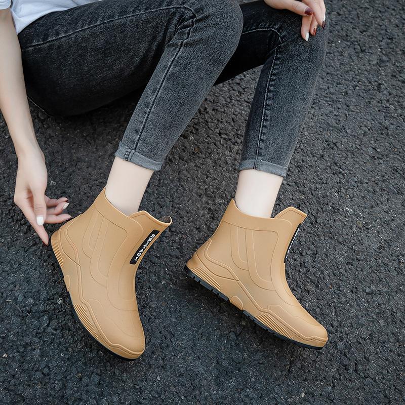 Рабочие ботинки для мужчин и женщин, повседневные короткие водонепроницаемые ботинки из флиса, теплые, нескользящие, износостойкие, дождевые ботинки