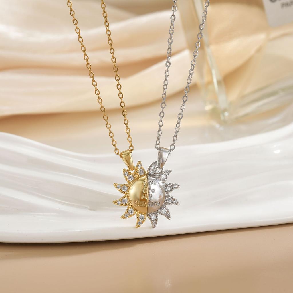 LATS Новое Магнитное Ожерелье для Пар «Солнце и Луна» из Нержавеющей Стали Модная Цепочка для Мужчин и Женщин Подарки для Лучших Друзей Трендовые Украшения