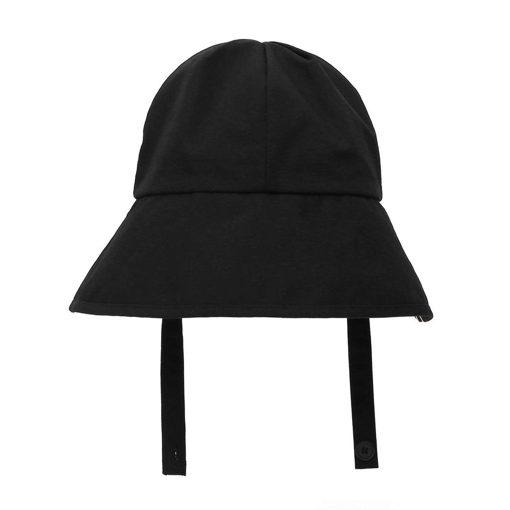 [ПОД КОНТРОЛЕМ] Био-стиранный хлопок Съемный шейный ремешок на пуговицах Глубокие поля Унисекс Защита от солнца УФ Панама для женщин Корейская кепка (Био черный)