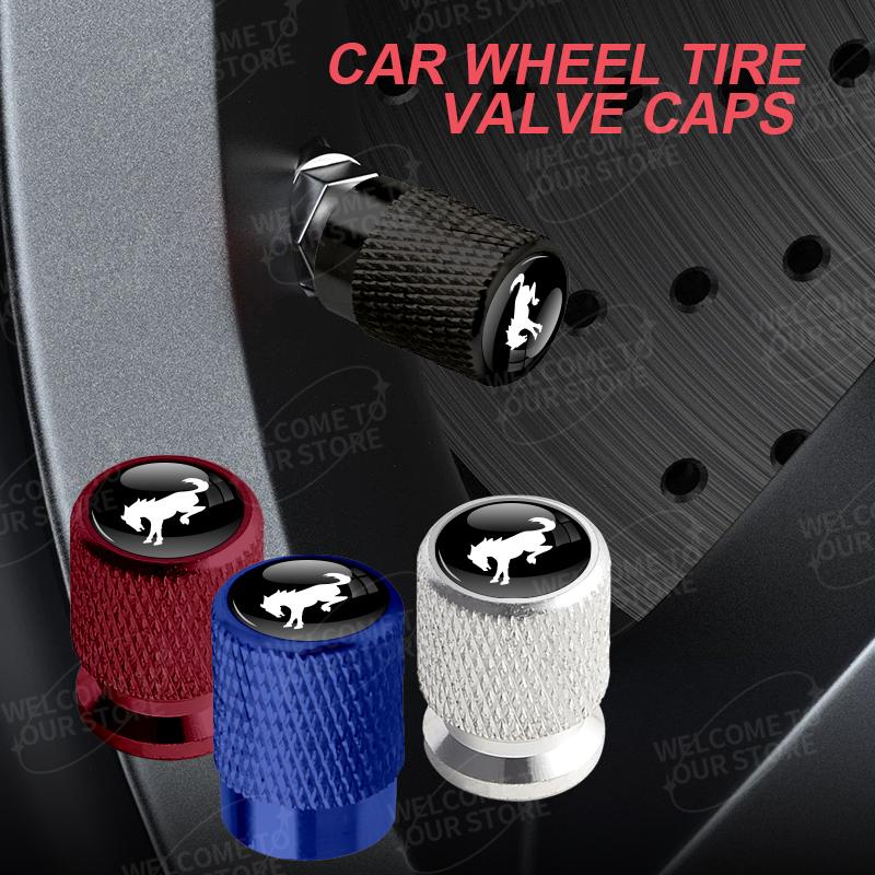 Aluminum For Ford Bronco Logo ST Line Focus Fiesta EcoBoost Hybrid 4pcs Car Decor Wheel Tire Valve Caps Stem Cover Accessories