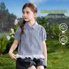 Летняя клетчатая рубашка с коротким рукавом для девочек ASK JUNIOR