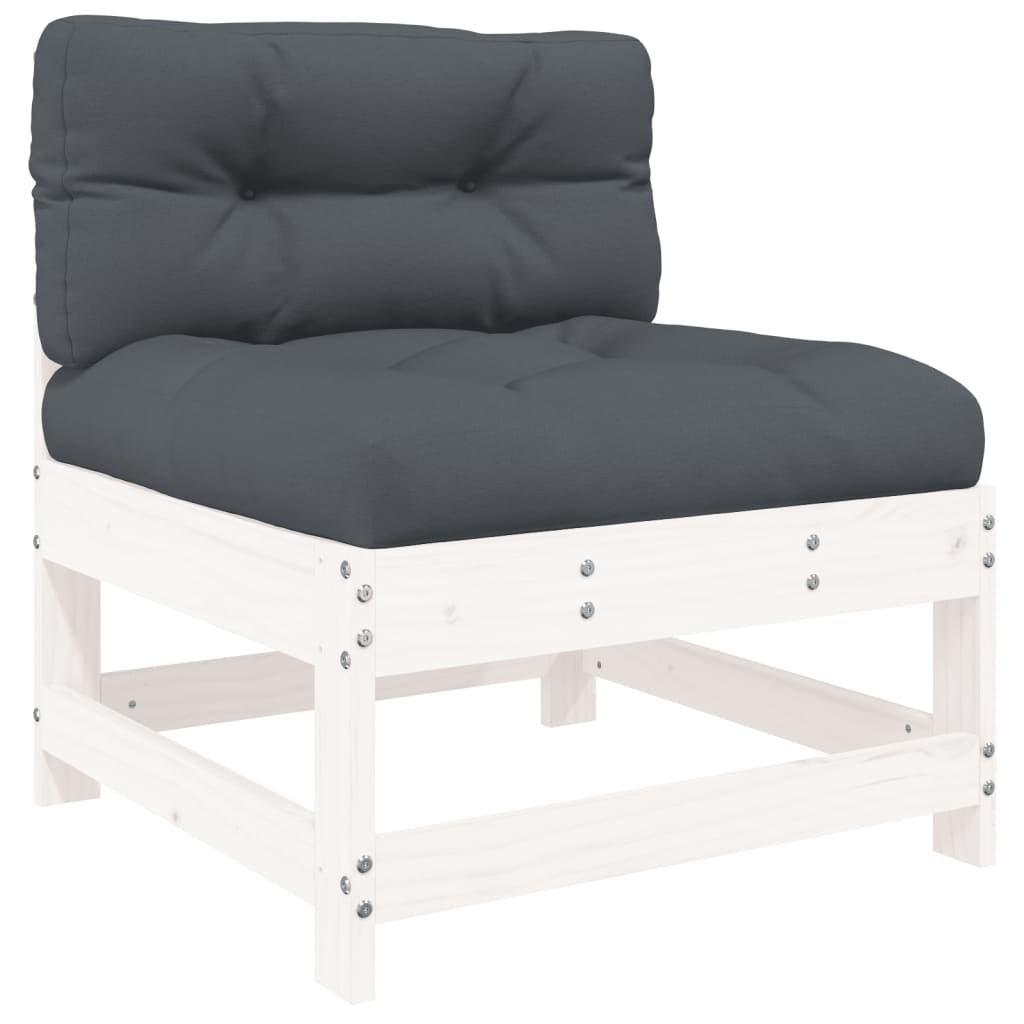 10 piece Garden Lounge Set with Cushions White Solid Wood