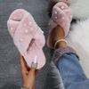 Женские тапочки Cross Fur Pearl — удобная обувь на плоской подошве для дома на осень и зиму