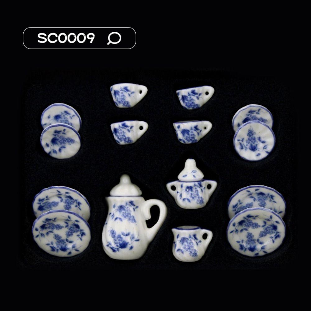Tableware Dollhouse Miniature Tea Set Miniature Porcelain Tea Cup Set Doll House Accessories