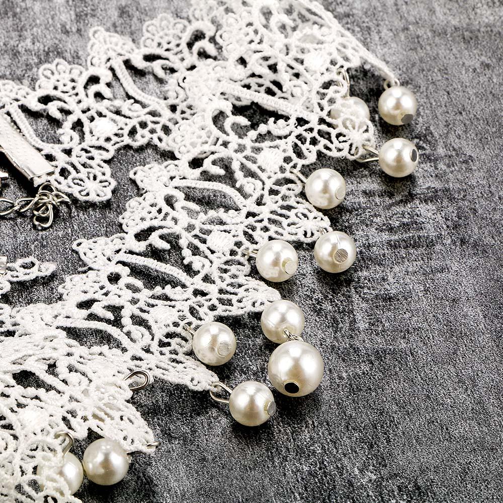 Короткое женское свадебное жемчужное ожерелье с кружевным воротником, готическое ожерелье-чокер