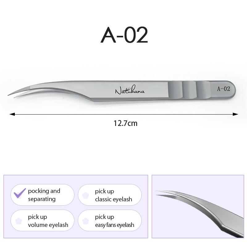 NATUHANA Professional Eyelash Tweezers High Precision Volume Lash Tweezers Stainless Steel False Eyelash Applicator Makeup Tools