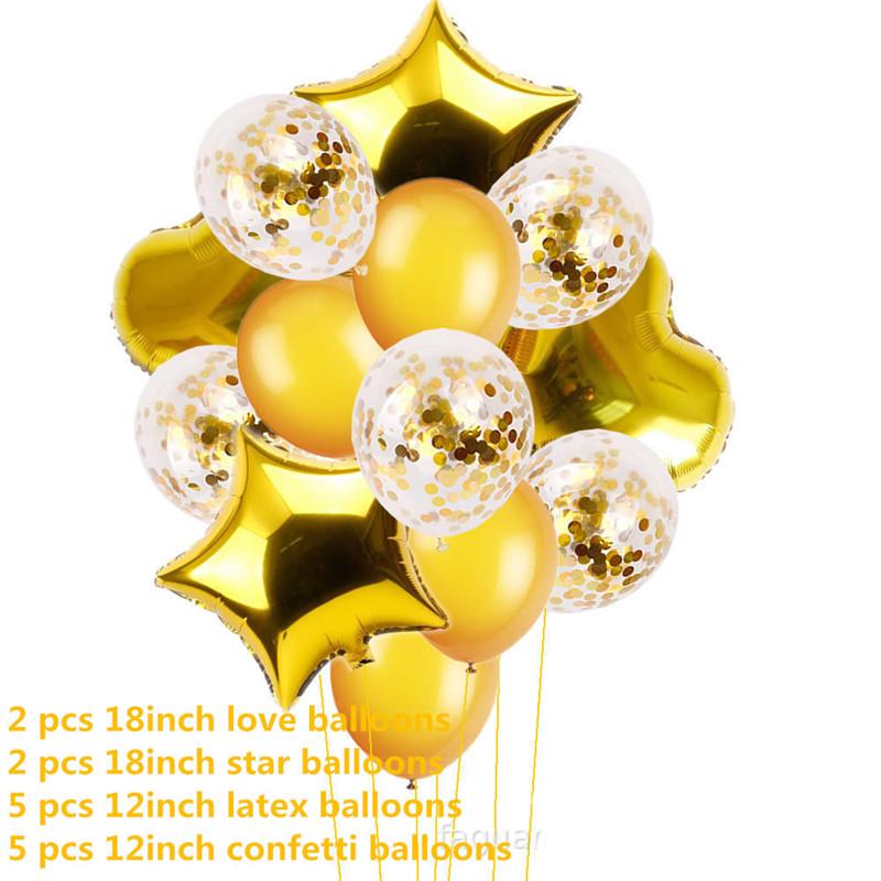 14pcs12inch Latex Colorful Balloons Confetti Air Balloons Inflatable Ball Helium Balloons