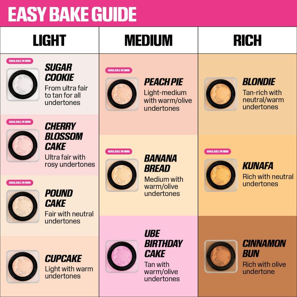 Huda Beauty Мини-пудра для запекания и фиксации Easy Bake 0,21 унции 6 г Peach Pie Средний/Загорелый с теплыми подтонами