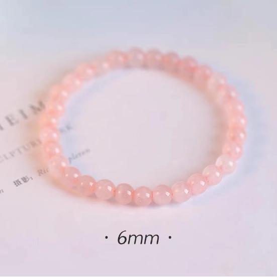 Natural Pink Quartz Bracelet for Women, Simple and Fresh Pink Crystal Beaded Bracelet, Pink Simple Beaded Fortune Bead Jewelry for Girls