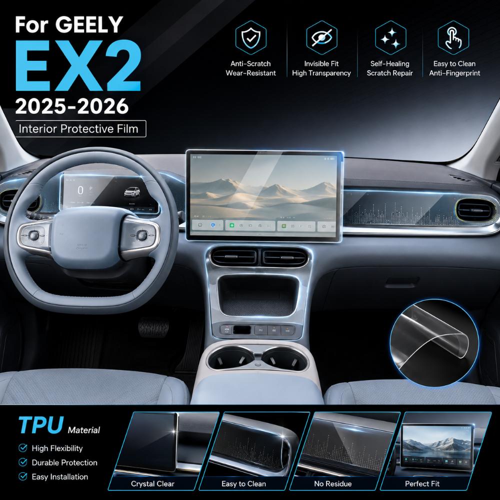 Car Interior Center Console Clear Protective TPU Film Anti Scratch Sticker Car Interior Accessories For Geely EX2 2025 2026