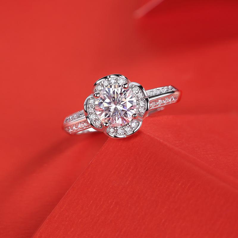 Bague Ringen S925 Серебряный набор 1 карат из муассанита в цветочном стиле, женская мода, подарок, кольцо для жизни, ювелирные изделия