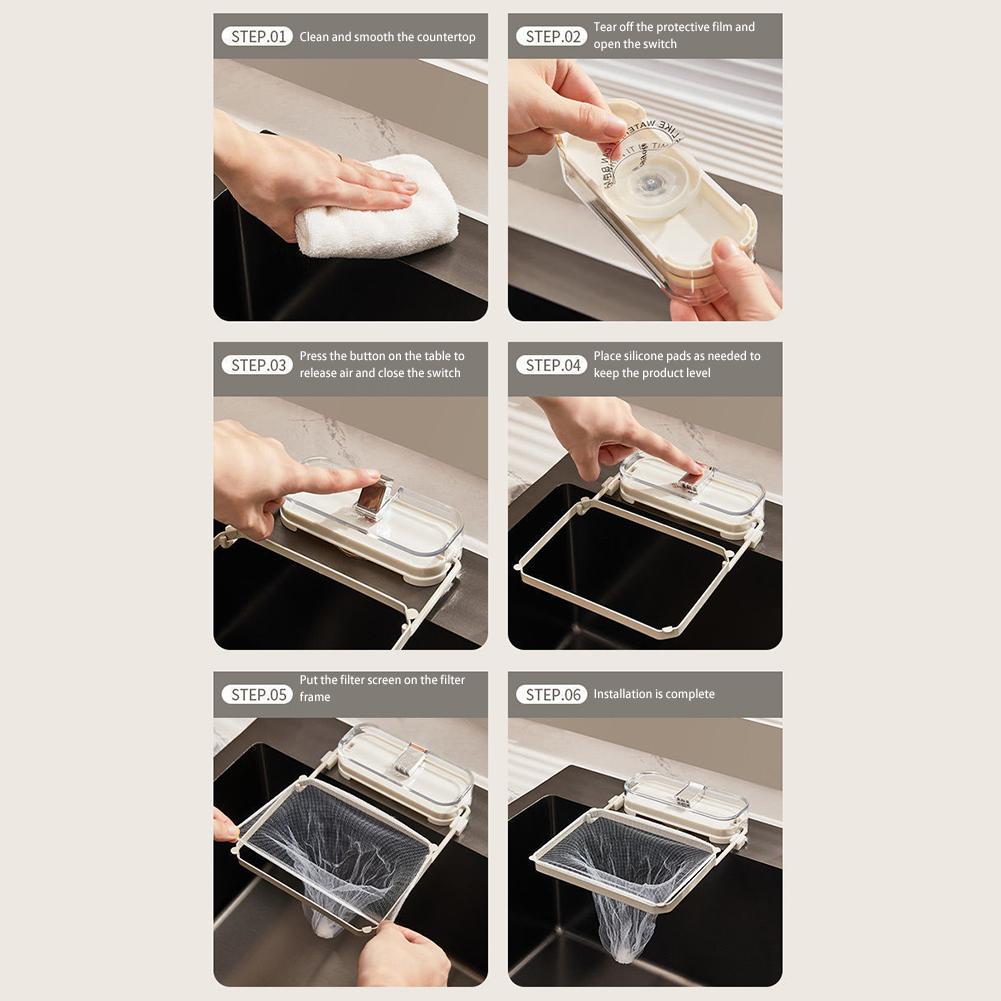 Foldable Sink Filter Rack,Suction Cup Sink Strainer Mesh Bag Stand,Reusable Multifunctional Drainage Racks for Fruits Vegetables