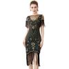 1920S Retro Ball Embroidered Fringed Dress Cocktail Party Large Size Sequined Beaded Mesh Dress