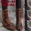 Модные женские ботинки, винтажные кожаные сапоги на каблуке с острыми краями, уличные ковбойские сапоги до середины икры с острым носком, мотоциклетные ботинки больших размеров