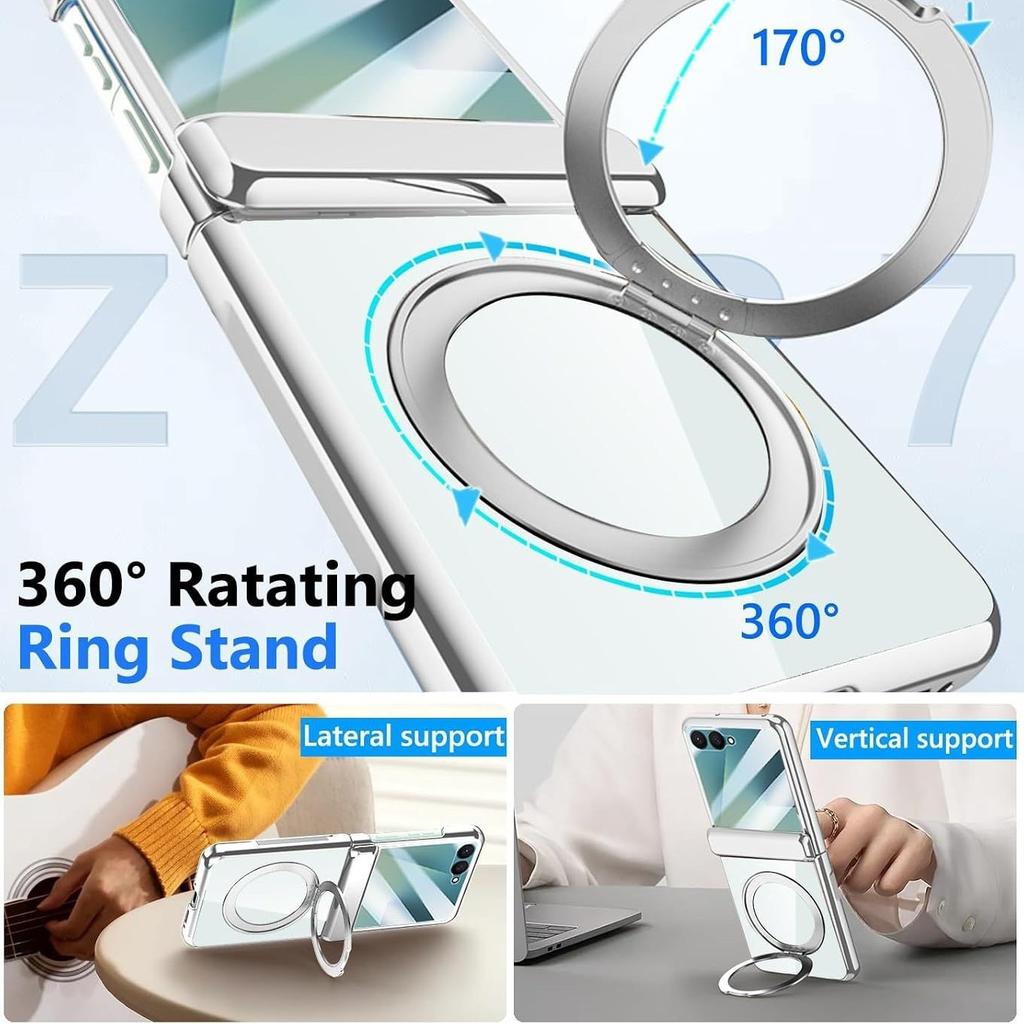 Применимо к складному мобильному телефону Samsung ZFlip8 чехол-книжка чехол со всех сторон пленка интегрированная zflip7 гальваническое покрытие прозрачный магнитный держатель