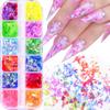 12-Grid Polarized Iridescent Brocade Sequin Nail Art Fragments