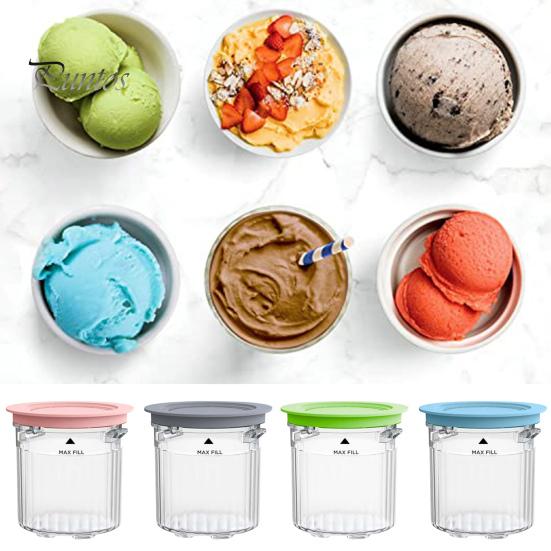 4 Pack 16oz Pints Replacement Ice Cream Cup BPA-Free Durable Color-Coded Lids Leak-proof Ice Cream Containers for Ninja Creami Breeze NC100/NC200