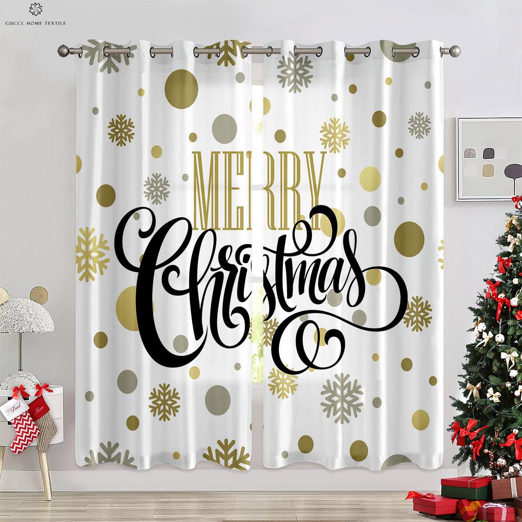 Веселый рождественский снеговик, шар, 3D-печатная занавеска, спальня, ресторан, фестиваль, украшение для вечеринки, занавеска, подарок, 2 шт.