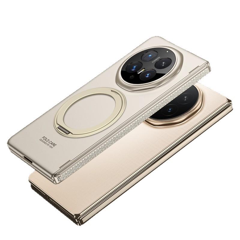 Slim Magnetic Phone Case Honor Magic V6 With Rotating Ring Stand Full Coverage PC Shell Anti-Fingerprint Drop Protection