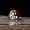 Natural Agate Rhodium Plated 925 Sterling Silver Men's Silver Ring