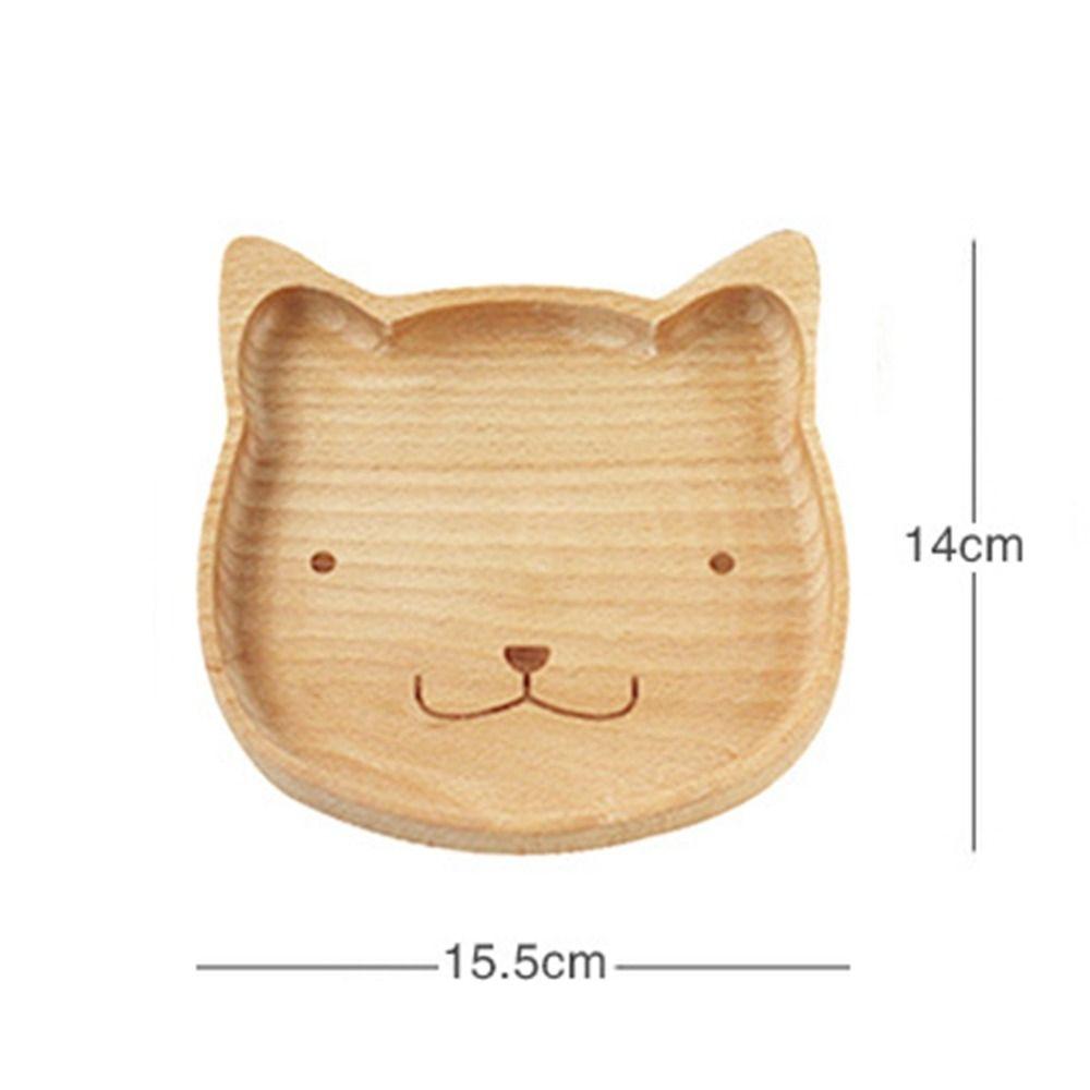 Multiple Styles Solid Wood Cartoon Dinner Tray Cute Animal Pattern Children's Rice Plate Odorless Wood Food Dishes Meal