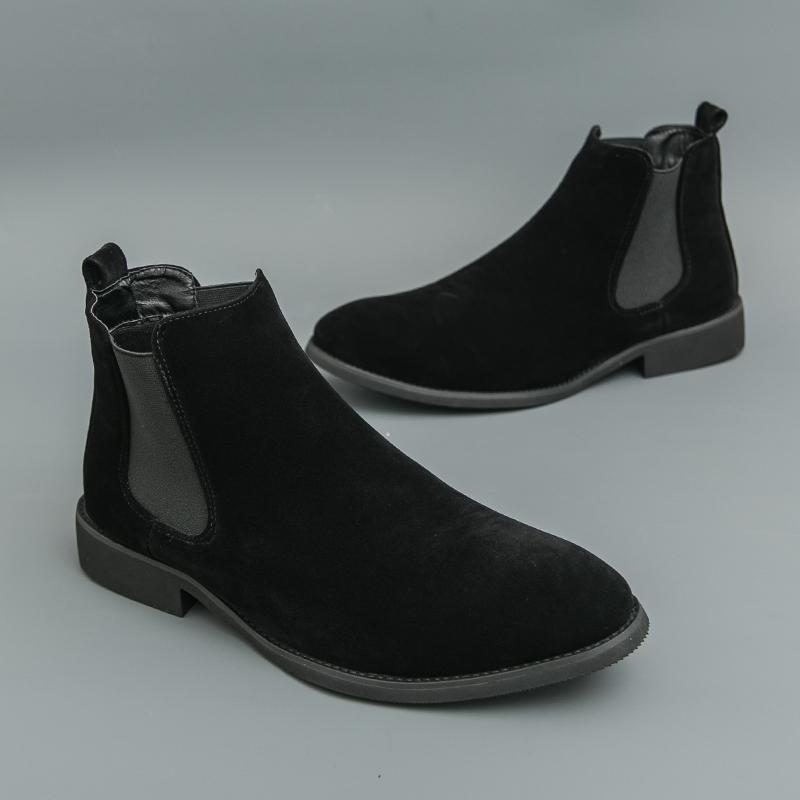 Большой Размер 38-48 Роскошные Синие Мужские Челси Удобные Натяжные Замшевые Кожаные Ботинки Для Мужчины С Острым Носком На Низком Каблуке Мужские Ботильоны