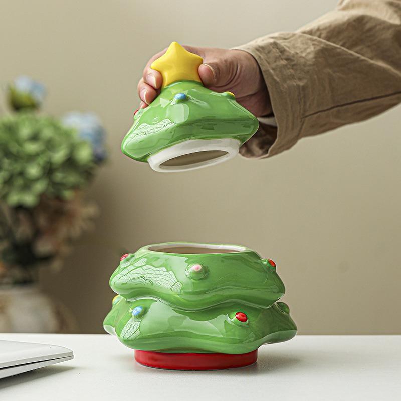 Креативная керамическая банка для хранения в виде рождественской елки, милая банка для конфет и декоративный органайзер для украшений для домашнего декора, идеальный подарок на день рождения