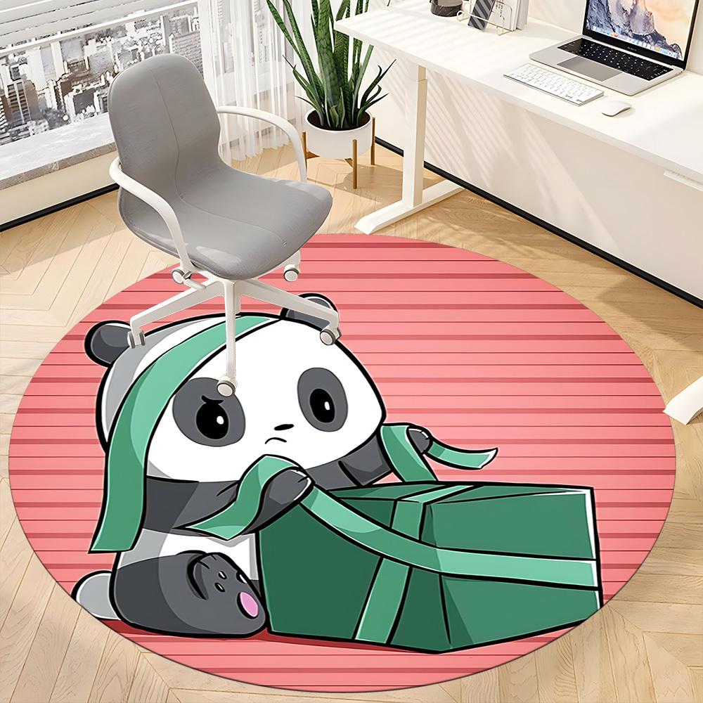 1pc Panda Package Office Round Area Rug, Indoor Mat Suitable For Office, Under Office Chairs Bedroom Living Room Home Decor, Room Deco, 071