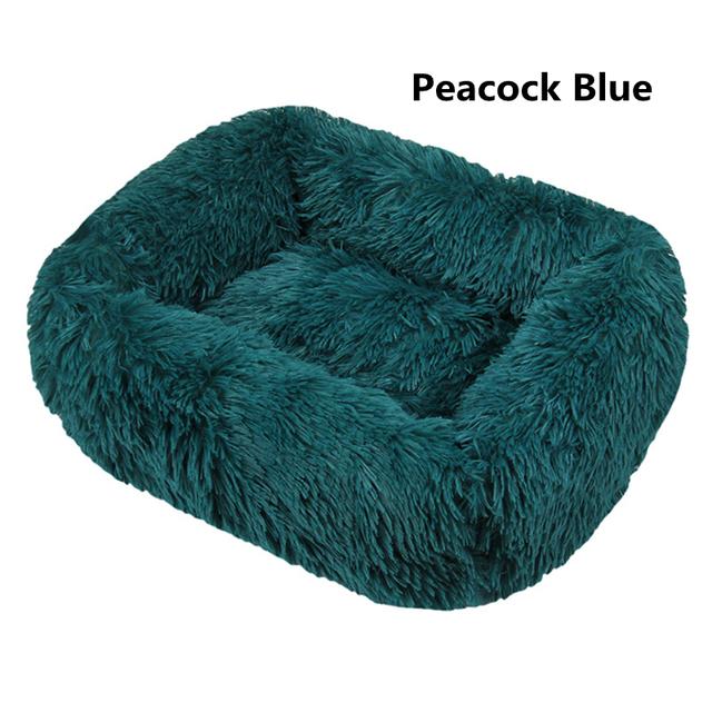 Square Dog Cat Bed with Side Cover Medium Large Sofa Plush Kennel Winter Warm Puppy Mat Nest Soft House Non-slip Basket Cushion